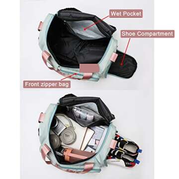 Waterproof Gym Bag for Women with Shoe Compartment