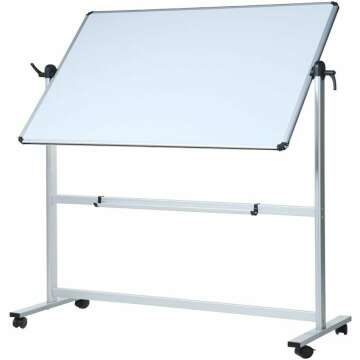 VIZ-PRO Double-Sided Magnetic Mobile Whiteboard - 48x36" with Frame & Stand