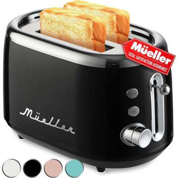 Mueller Retro Toaster 2 Slice with 7 Browning Levels & 3 Functions