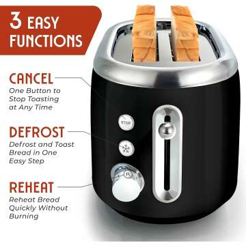 Mueller Retro Toaster 2 Slice with 7 Browning Levels