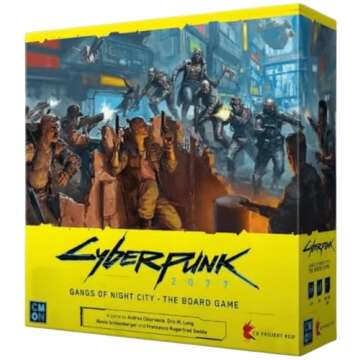 CMON Cyberpunk 2077: Gangs of Night City Board Game - Conquer Night City in This Immersive Sci-Fi Strategy Game! Adventure Game, Ages 14+, 1-4 Players, 90-120 Min Playtime, Made