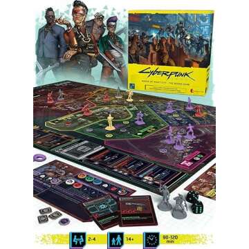 CMON Cyberpunk 2077: Gangs of Night City Board Game - Conquer Night City in This Immersive Sci-Fi Strategy Game! Adventure Game, Ages 14+, 1-4 Players, 90-120 Min Playtime, Made