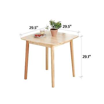 Livinia Aslan 29.5" Malaysian Oak Square Wooden Dining Table/Small Solid Wood Kitchen Desk (Natural Oak)