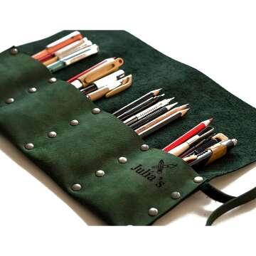 Personalized Leather Pencil Roll for Artists