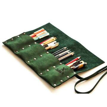 Personalized Leather Pencil Roll for Artists