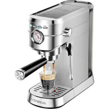 CASABREWS Espresso Machine 20 Bar, Professional Espresso Maker with Milk Frother Steam Wand, Compact Coffee Machine with 34oz Removable Water Tank for Cappuccino, Latte, Gift for Dad or Mom