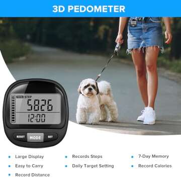 DonDofla 3D Pedometer Step Counter for Walking and Miles, Simple Step Tracker with Large Digital Display and Clip Lanyard, Steps Track Accurately Steps Monitor Watch for Women Men Adults Seniors Dog