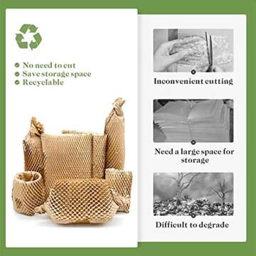 Honeycomb Packing Paper, 15" x 131' Packing Paper Substitute Alternative for Bubble Cushioning Wrap for Moving Shipping Packaging, Recyclable Moving Supplies Bubble Packing Wrap Protective Roll