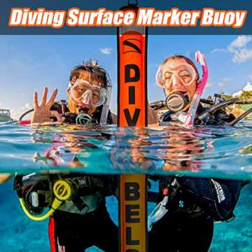 6FT Diving Surface Marker Buoy Open Bottom, DSMB Signal Tube Safety Sausage with 100FT Big Dive Finger Spool Reel, and Double-Ended Snap Clip for Diver Underwater Sports (6FT Orange SMB+Black Reel)