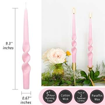 Spiral Taper Candles Smokeless Candle Stick Pink Twisted Candlestick Unscented Dinner Candle Odorless Candle for Home Decor Relaxation Wedding