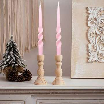 Spiral Taper Candles Smokeless Candle Stick Pink Twisted Candlestick Unscented Dinner Candle Odorless Candle for Home Decor Relaxation Wedding