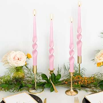 Spiral Taper Candles Smokeless Candle Stick Pink Twisted Candlestick Unscented Dinner Candle Odorless Candle for Home Decor Relaxation Wedding