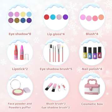 Kids Makeup Kit - 35 Pcs Safe Real Cosmetics Set