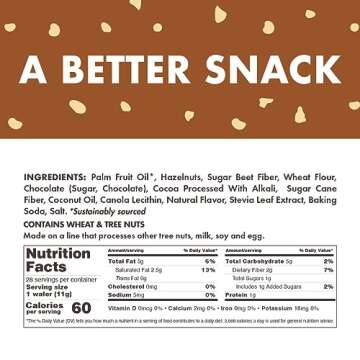 Rip Van Chocolate Hazelnut Mini Wafer Cookies - Healthy Low Sugar Snacks - 28 Count