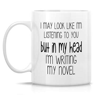 Retreez Funny Mug - In My Head I'm Writing Novel Writer Book Author Literary 11 Oz Ceramic Coffee Mugs - Funny, Sarcastic, Motivational, Inspirational birthday gifts for friends, coworkers, dad, mom