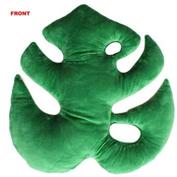 Green Philosophy Co. Set of 2 Plush - Two Toned Monstera Deliciosa Tropical Leaf Plant Plush Pillow Cushions