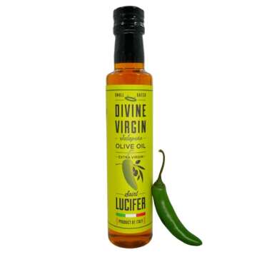 Saint Lucifer, Divine Virgin - Jalapeno Extra Virgin Olive Oil, 8.5oz - 250ML | Gluten Free, Sugar Free, Vegan, Vegetarian