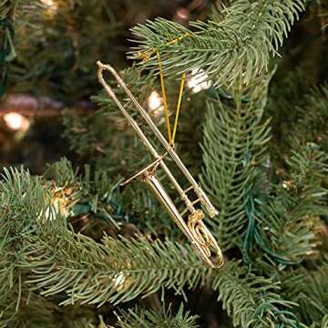 Broadway Gifts Gold Trombone Christmas Tree Ornament Decoration 4 inches