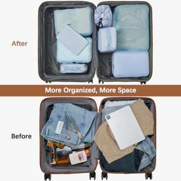 Packing Cubes, 8 Set Luggage Packing Organizers Travel Cubes Suitcase Organizer Bags Set for Travel Accessories, Blue