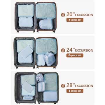 Packing Cubes, 8 Set Luggage Packing Organizers Travel Cubes Suitcase Organizer Bags Set for Travel Accessories, Blue