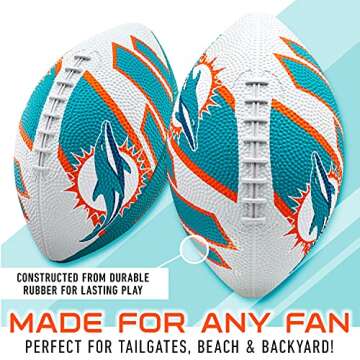 Franklin Sports NFL Miami Dolphins Football - Youth Football - Mini 8.5" Rubber Ball - Perfect for Kids - Team Logos and Colors