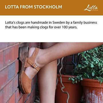 Lotta From Stockholm Swedish Low Wood Clog Sandal for Women | Low Heel Mary Jane Style Wooden Clogs Handcrafted in Sweden | Alder Wood Base and Oiled Nubuck Leather | Brown Size USA 10.5 EUR 42