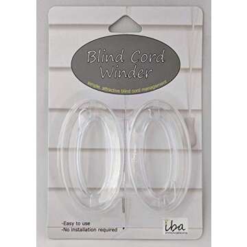 Iba Innovations Blind Cord Winder - No Wall Damage Safety Blind Cord Wrap Cleat Alternative (Clear, 2 - Pack)