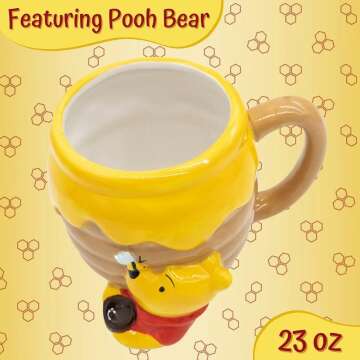 Silver Buffalo Winnie the Pooh Honey "Hunny" Pot Ceramic 3D Sculpted Coffee Mug, 23 Ounces