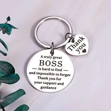 Boss Day Gifts for Women Men, Boss Appreciation Keychain Gifts for Bosses, Boss Lady Gifts for Women, Thank You Boss Gifts Idea, Boss's Day Gifts for Her Him, Coworker Employee Christmas Gift for Boss