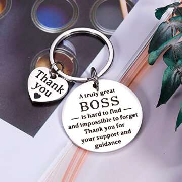 Boss Day Gifts for Women Men, Boss Appreciation Keychain Gifts for Bosses, Boss Lady Gifts for Women, Thank You Boss Gifts Idea, Boss's Day Gifts for Her Him, Coworker Employee Christmas Gift for Boss