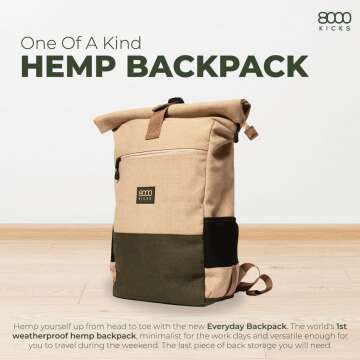 Lightweight Weatherproof Hemp Backpack with Anti-theft Pocket