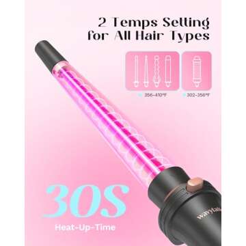 Wavytalk 5 in 1 Curling Iron,Curling Wand Set with Curling Brush and 4 Interchangeable Ceramic Curling Wand(0.5”-1.25”),Instant Heat Up,Include Heat Protective Glove & 2 Clips