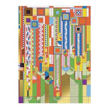 Galison Frank Lloyd Wright Saguaro Forms and Cactus Flowers Gold Foil Puzzle, 1,000 Pieces, 20”x27” – Fun, Relaxing and Challenging – Gold Foil Added to Image Brings New Flavor to Iconic Piece of Art