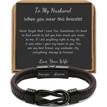 Knot Bracelet Gifts for Men Brown Braided Leather Stainless Steel Infinity Bracelets Lettering Love You Forever Gifts for Son Grandson Husband Boyfriend Brother Always Linked Together