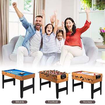 Giantex Multi Game Table, 3-in-1 48" Combo Game Table w/Soccer, Billiard, Slide Hockey, Wood Foosball Table, Perfect for Game Rooms, Arcades, Bars, Parties, Family Night