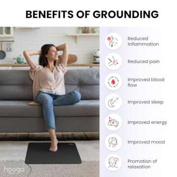 Hooga Grounding Mat for Sleep, Energy, Pain Relief, Inflammation, Balance, Wellness. Earth Connected Therapy. Indoor Grounding at Home, Office, Work. 15 Foot Cord Included. Conductive Carbon (2 Pack)