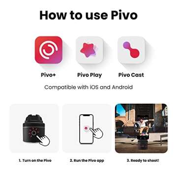 Pivo Equestrian Silver Pack, Auto Face, Body, Horse Smart Phone Tracking Holder, Ai-Powered 360° Rotation, Remote Control for Hands-Free Video Recording