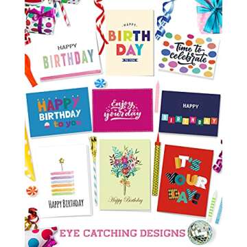 Unique 80 Birthday Cards Bulk Set - Vibrant Warm Wishes