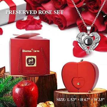 Real Rose & 'I Love You' Necklace Gift for Her