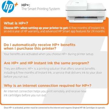 HP ENVY 6455e Two Sided Inkjet Printer All in One Wireless Printer Copy Scanners 10ppm Black 7ppm Color Smartphone Tablet Compatible Computer Wireless Printers for Home Use Office 223R1A (Renewed)