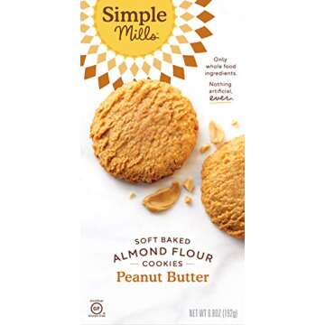 Simple Mills Almond Flour Soft Baked Cookies, Peanut Butter - Gluten Free, Healthy Snacks, Made with Organic Coconut Oil, Plant Based, 6.8 Ounce (Pack of 3)