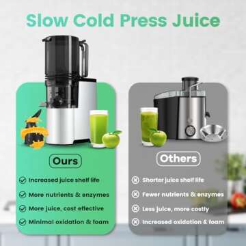 Cold Press Juicer, 400w Slow Juicer Machines with 5.4" Wide Feed Chute, Masticating Juicer with High Juice Yield for Whole Vegetables & Fruits, Easy Clean