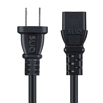 Sliq Gaming [UL Listed] 2 Prong AC Power Cable Cord - for Xbox One Original, Xbox 360 E, PlayStation 3 & PS4 Slim & Pro (6 Feet)