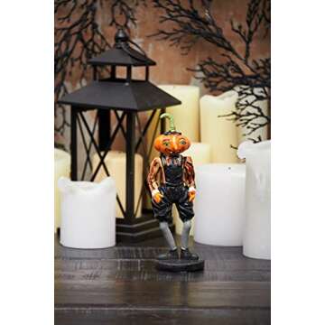 C&F Home Gilbert Pumpkin Spooky Halloween Figure Figurine Gathered Traditions Joe Spencer Figure Figurine Living Room Desk End Table Fireplace Mantel Decor Decoration Black