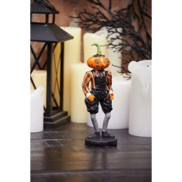 C&F Home Gilbert Pumpkin Spooky Halloween Figure Figurine Gathered Traditions Joe Spencer Figure Figurine Living Room Desk End Table Fireplace Mantel Decor Decoration Black