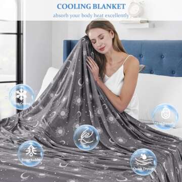 inhand Cooling Blanket Queen Size (90"x90") - Cooling Blankets for Hot Sleepers - Q-Max >0.45 Decorative Lightweight Breathable Summer Cold Blankets for Sleeping Night Sweats to Keep Cool - Dark Grey