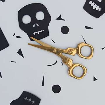 Suck UK Skull Scissors Gold Scissors Scissors All Purpose Gold Office Supplies And Accessories Goth Accessories & Fabric Scissors Skull Decor & Fun Office Supplies Sewing Accessories