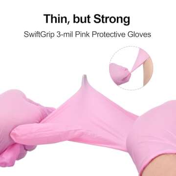 SwiftGrip Pink Disposable Gloves, 3-mil, Medical exam Gloves Disposable Latex Free