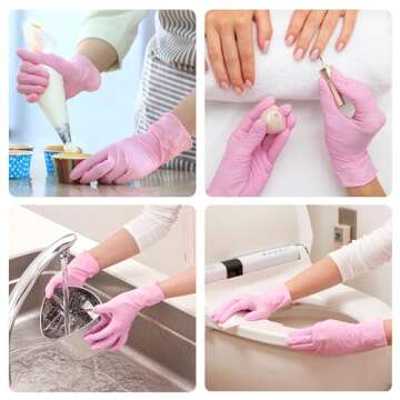 SwiftGrip Pink Disposable Gloves, 3-mil, Medical exam Gloves Disposable Latex Free