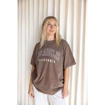 Shirt Stop Womens Los Angeles Shirt - Womens Tshirts Cotton Loose Fit - Vintage Graphic Tees Made in USA - Graphic Crewneck